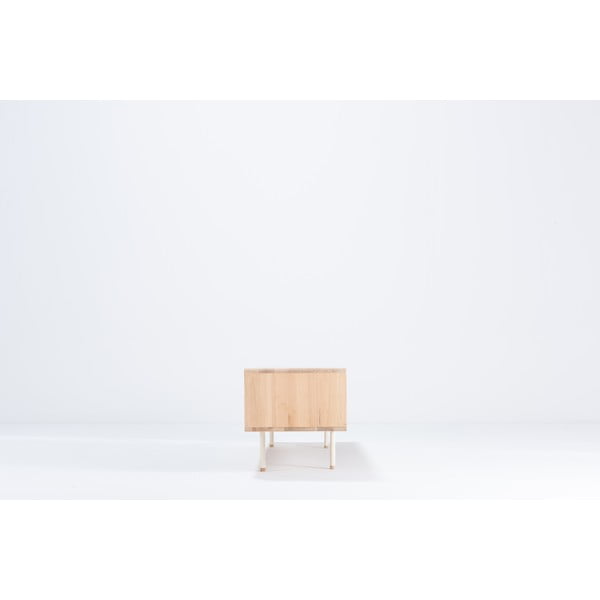 Бяла/естествена маса за телевизор от масивен дъб 200x48 cm Fina – Gazzda-image-4