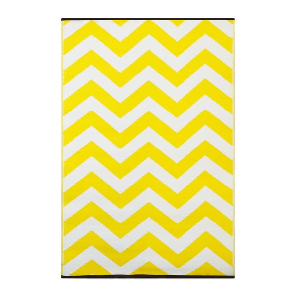 Жълто-бял двустранен килим за открито Psychedelia, 150 x 240 cm - Green Decore