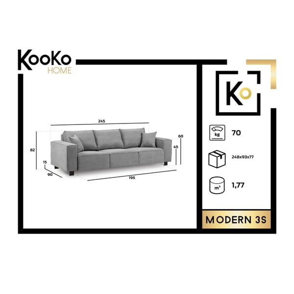 Бежов диван Модерен, 245 cm - Kooko Home-image-3