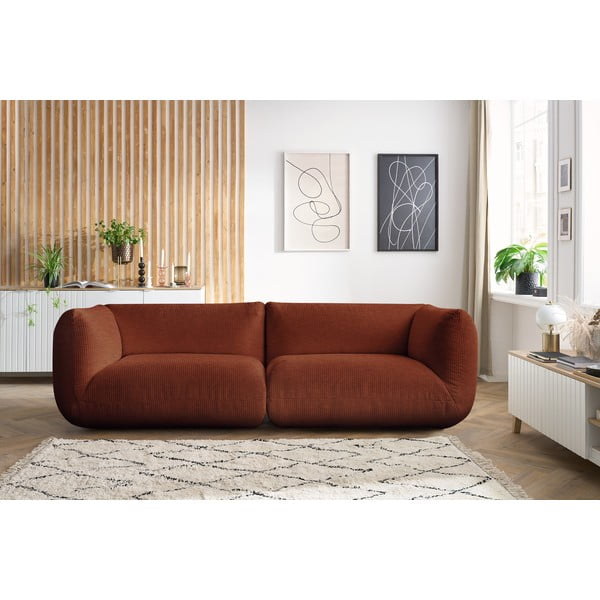 Оранжев велурен диван 260 cm Lecomte - Bobochic Paris-image-1