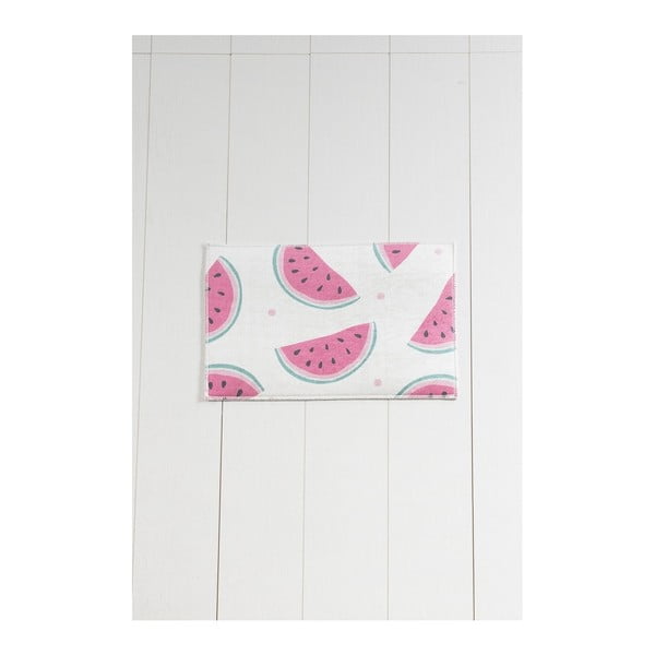 Бяло и розово килимче за баня Tropica Watermelon, 60 x 40 cm - Foutastic