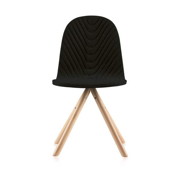 Černá židle s přírodními nohami Iker Mannequin Wave