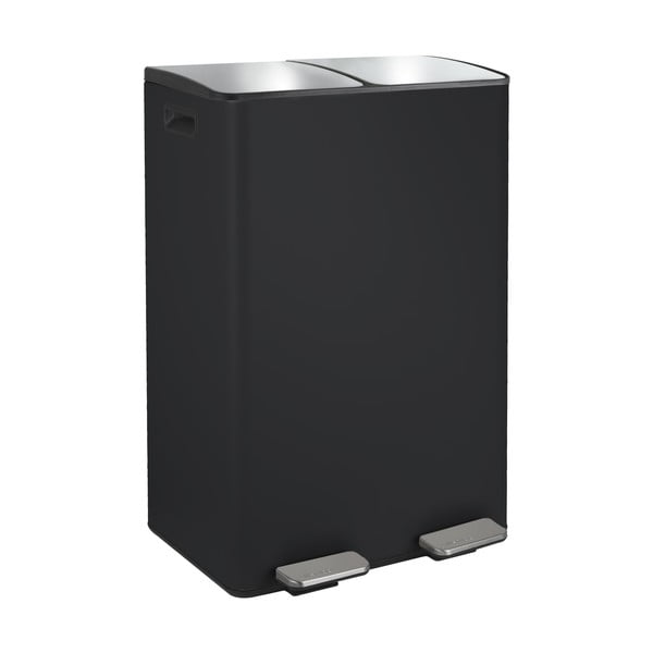 Матово черно стоманено кошче за боклук 2x30 l за рециклиране с педал   Aliya – Spirella