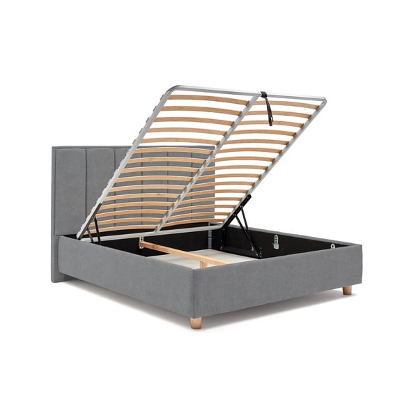 Синьо-сиво двойно легло с решетка и място за съхранение , 180 x 200 cm Wega - ProSpánek-image-4