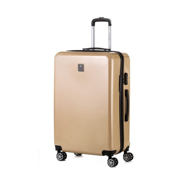 Куфар за пътуване в златисто с комплект стикери, 107 л - Berenice