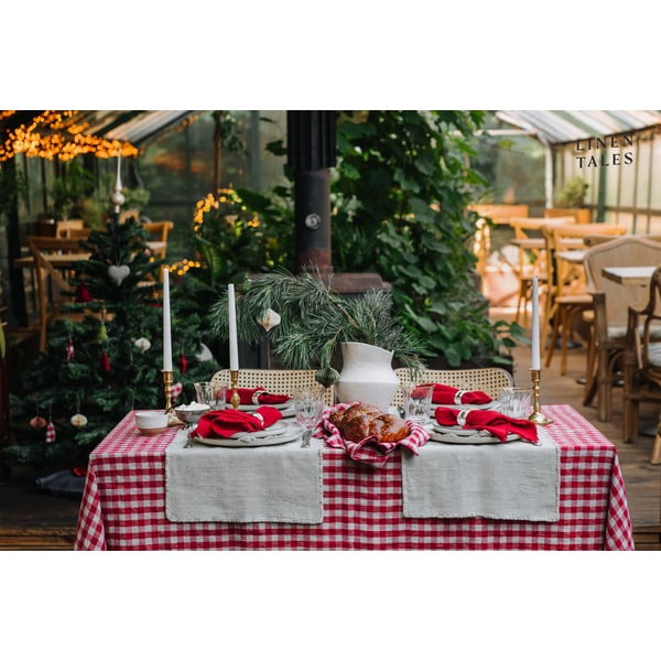 Ленена покривка за маса 140x350 cm Red Gingham – Linen Tales-image-3