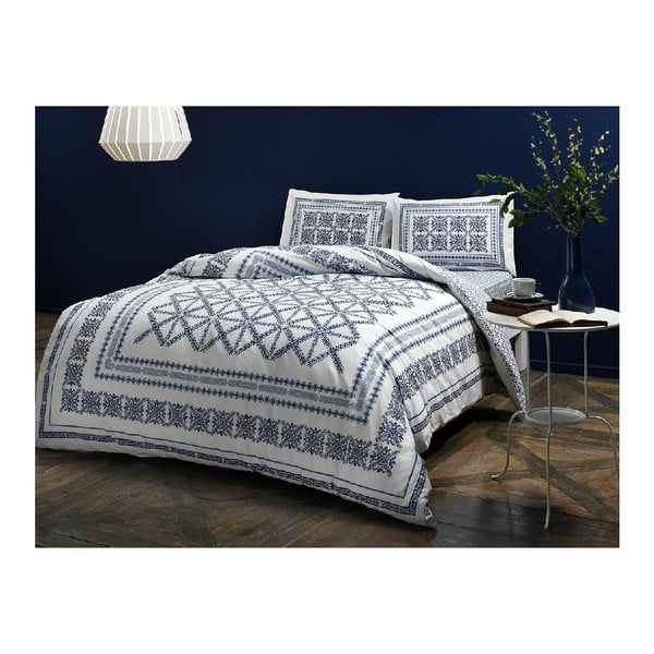 Комплект памучно спално бельо с чаршаф за двойно легло Taika, 200 x 220 cm - Unknown