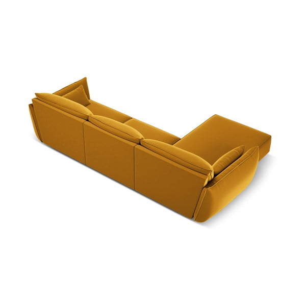 Кадифен ъглов диван в цвят горчица (ляв ъгъл) Vanda – Mazzini Sofas-image-3