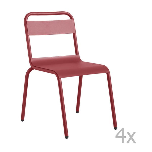 Sada 4 tmavě červených zahradních židlí Isimar Biarritz