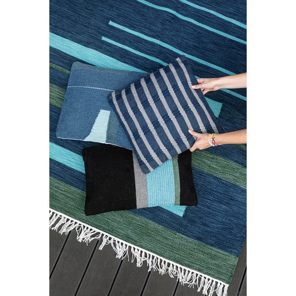 Тъмносин двустранен килим за открито, изработен от рециклирана пластмаса , 160 x 230 cm Marlin - Green Decore-image-3