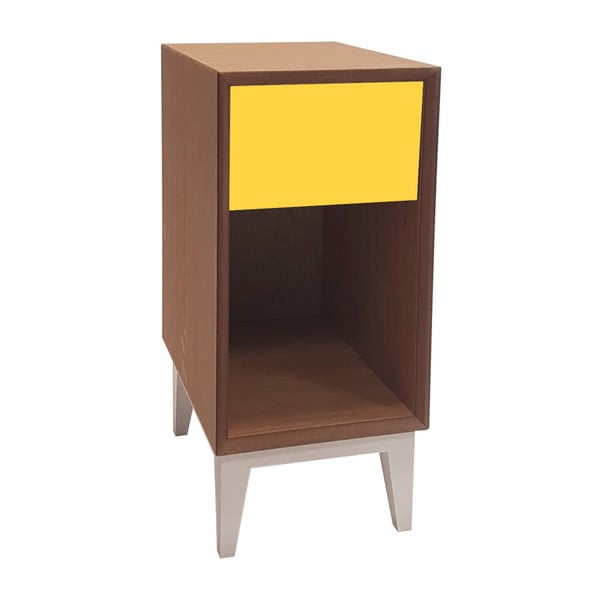 Малко нощно шкафче с жълто чекмедже PIX - Ragaba