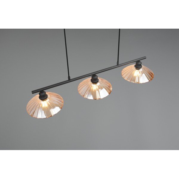 Черно/в кехлибарен цвят метално висящо осветително тяло със стъклен абажур Eluna – Reality-image-3