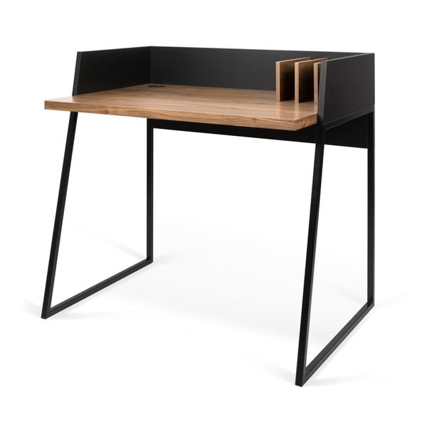 Черно работно бюро с детайли от орехово дърво Volga - TemaHome-image-2