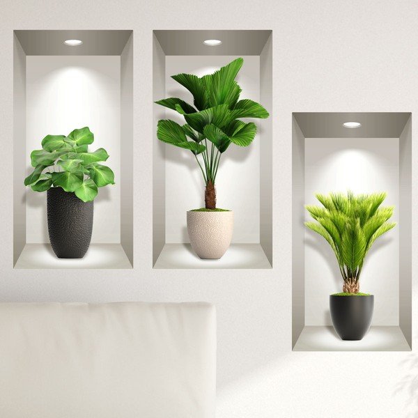 Комплект от 3 3D стикера за стена Tropical Plants - Ambiance-image-1