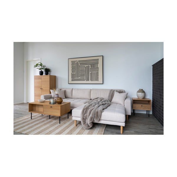 Сиво/бежово одеяло от изкуствена кожа 130x180 cm Galena – House Nordic-image-1