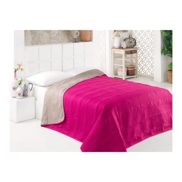 Цикламено розово двустранно покривало за легло от микрофибър, 200 x 220 cm - Kate Louise