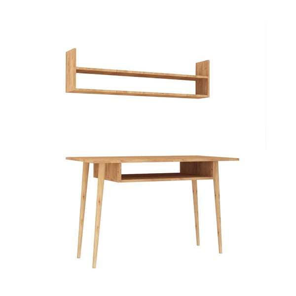 Комплект работна маса и рафт с дъбов декор Mutty - Mod Design
