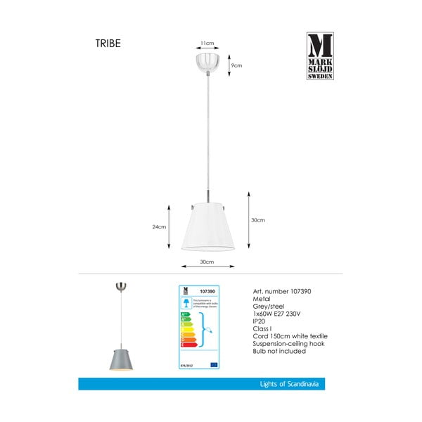Сива лампа за таван , ø 30 cm Tribe - Markslöjd-image-2