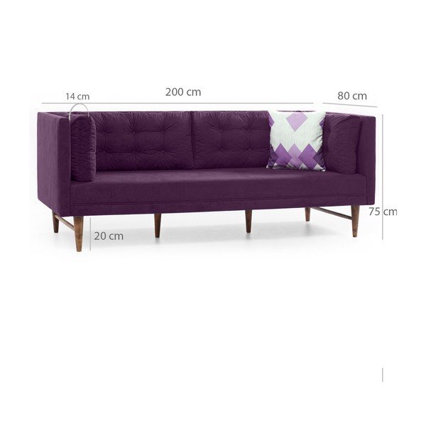 Лилав триместен диван Eva - Balcab Home-image-3