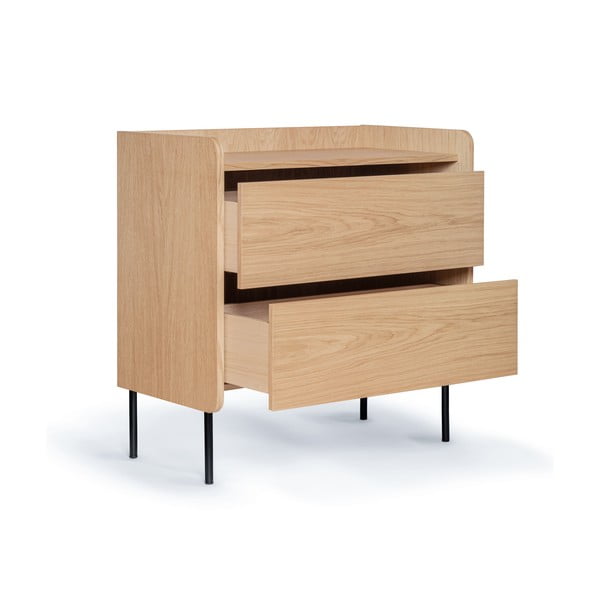 Висок скрин с дъбов декор в естествен цвят 80x82 cm Wrap - Bonami Selection-image-3