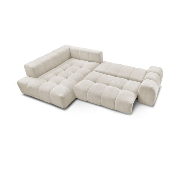 Бял шенилов сгъваем/с място за съхранение ъглов диван (ляв ъгъл/L форма) Everest – Bobochic Paris-image-4