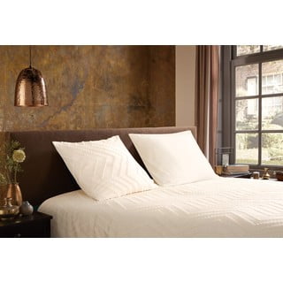 Кремаво двойно удължено спално бельо от микрофибър 200x220 cm Pure Zigzag – Good Morning