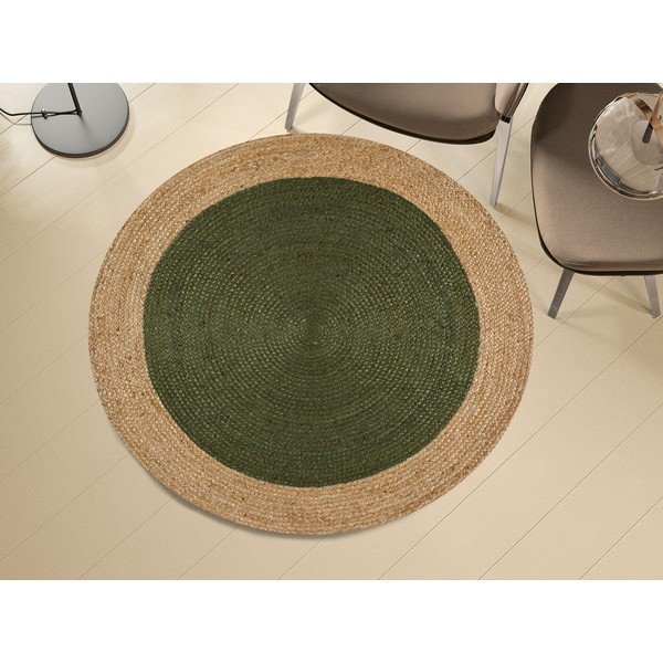 Зелен-естествен цвят кръгъл килим ø 90 cm Mahon - Universal-image-1