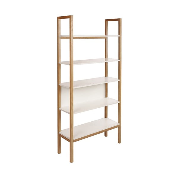 Бяла етажерка за книги в дъб 90x185 cm Farringdon - Woodman-image-3