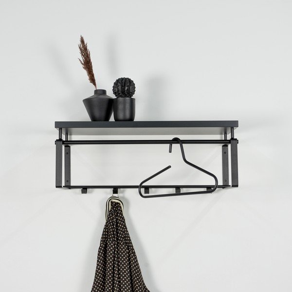 Черна метална стенна закачалка с рафт 70 cm Rex – Spinder Design-image-3