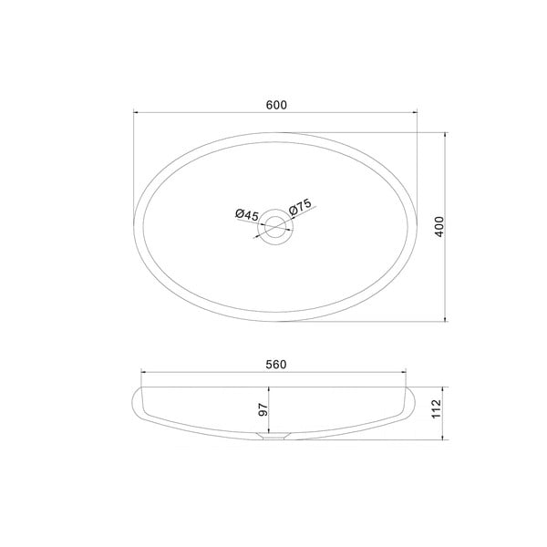 Бял овален умивалник , 60 x 40 cm Thin - Sapho-image-2