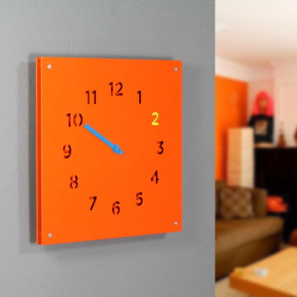 Nástěnné hodiny Wall Clock, oranžové