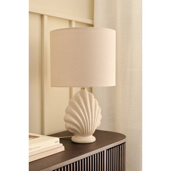 Бяла/бежова настолна лампа от полиресин (височина 58 cm) Shelley – Ellos Home-image-2