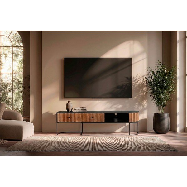 Маса за телевизор от масивно манго в естествен цвят 160x45x40 cm Curve – MOME-image-1