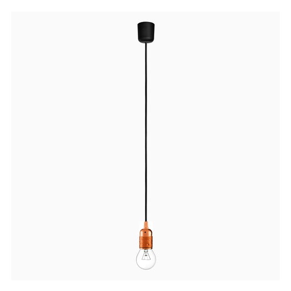 Závěsné svítidlo s černým kabelem a objímkou v měděné barvě Bulb Attack Uno