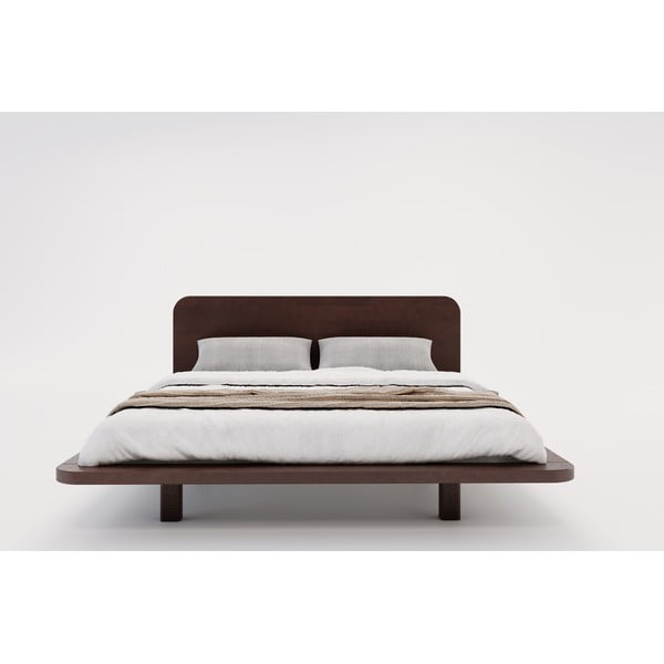 Двойно легло от букова дървесина 200x200 см в тъмнокафяв цвят Japandic - Skandica-image-3