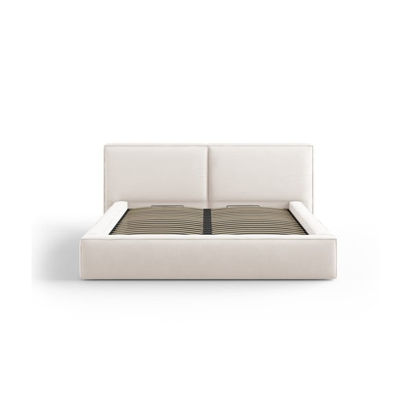 Бежово тапицирано двойно легло с място за съхранение и решетка 140x200 cm Arendal - Cosmopolitan Design-image-2