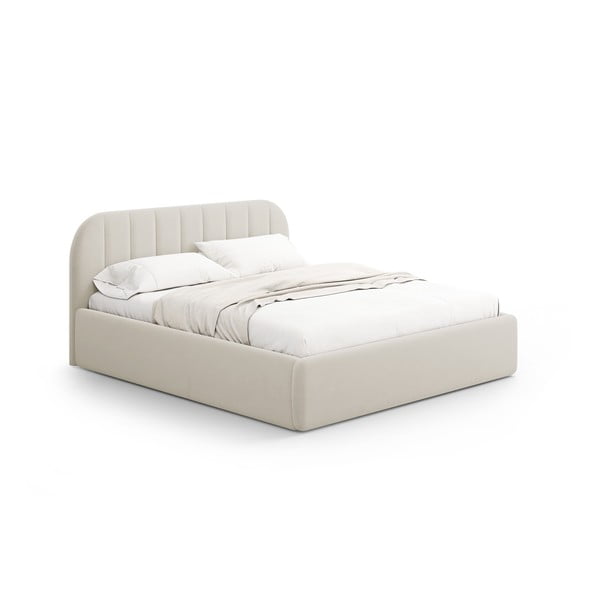 Бежово двойно легло 140x200 cm тапицирано с място за съхранение с включена подматрачна рамка Juno – Windsor & Co Sofas