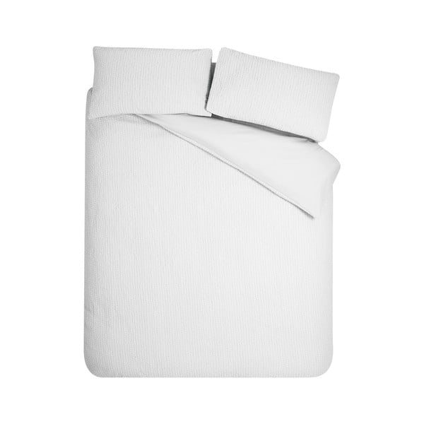 Бяло единично  крепово спално бельо 135x200 cm Crinkle Seersucker – Catherine Lansfield
