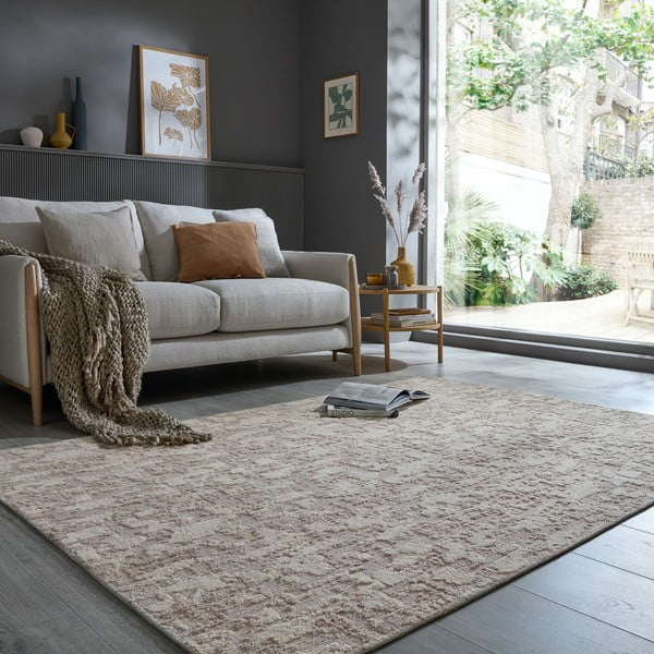 Сиво-бежов килим подходящ за пране 78x150 cm Connely – Flair Rugs-image-1