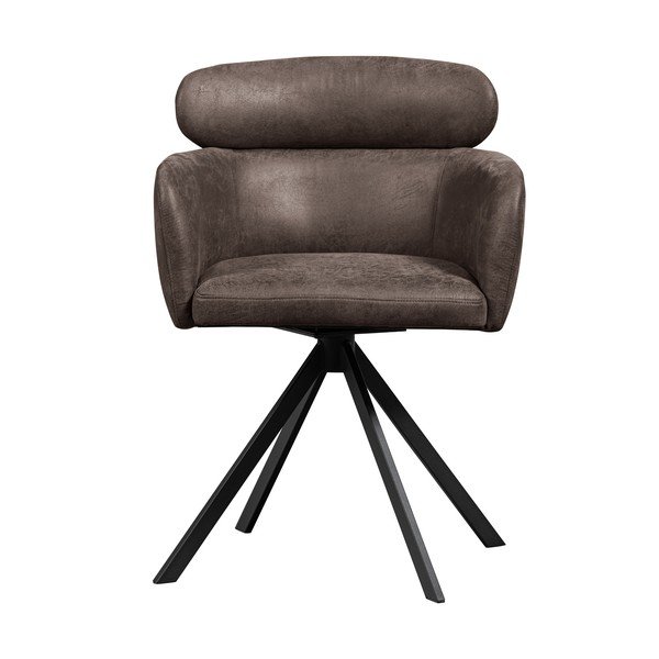 Тъмнокафяв тапициран трапезен стол с подлакътници Fenne – WOOOD-image-2