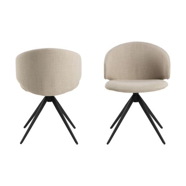 Бежов тапициран трапезен стол с подлакътници Ella – Actona-image-3