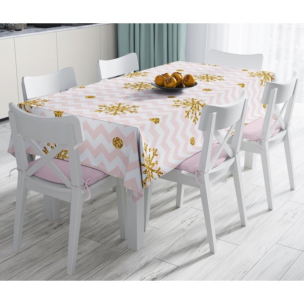 Коледна покривка за маса с памучна смес Златна снежинка, 140 x 180 cm Snowflakes - Minimalist Cushion Covers