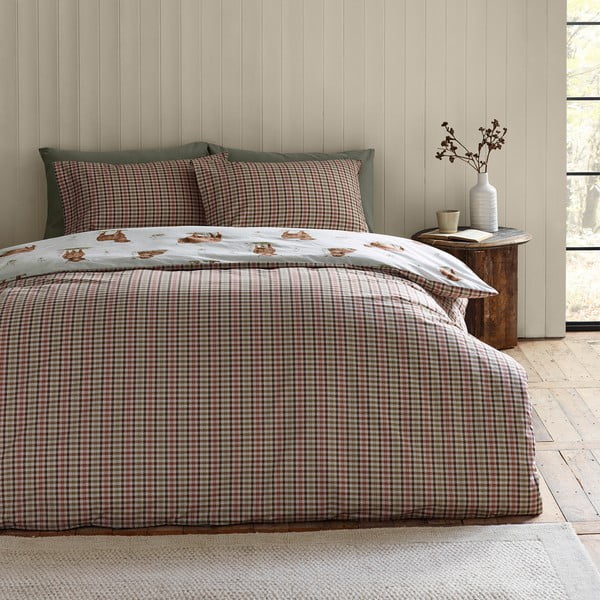 Кафяво-бежово двойно удължено спално бельо 230x220 cm Angus Highland Cow – Catherine Lansfield-image-2