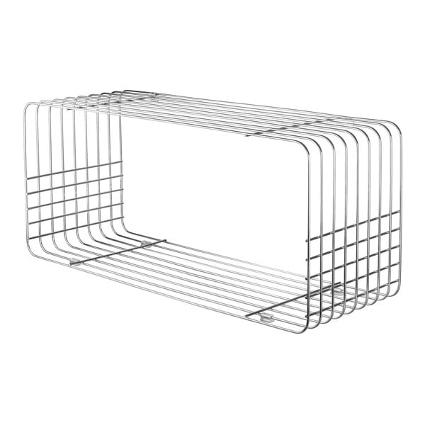 Метална стенна библиотека в блестящо сребрист цвят 70x30 cm Wire – Mette Ditmer Denmark