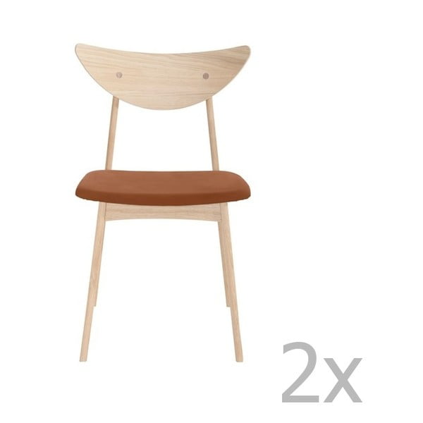 Комплект от 2 масивни дъбови стола за хранене с оранжева седалка WOOD AND VISION Chief - Wood and Vision