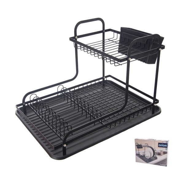 Черна метална двуетажна тавичка за оттичане 42,5x32 cm Radka – Orion-image-3