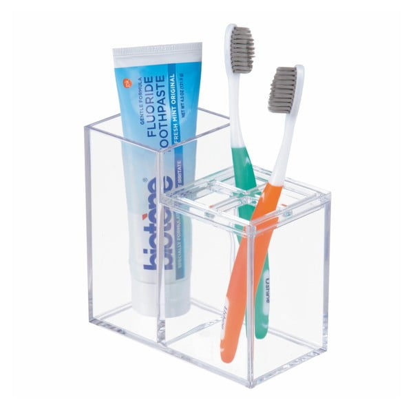 Прозрачна поставка за баня за четка за зъби и паста за зъби Clarity - iDesign
