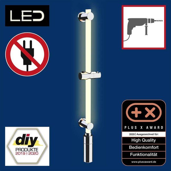 Стенна душ релса в сребрист цвят 74 cm LED – Wenko-image-1