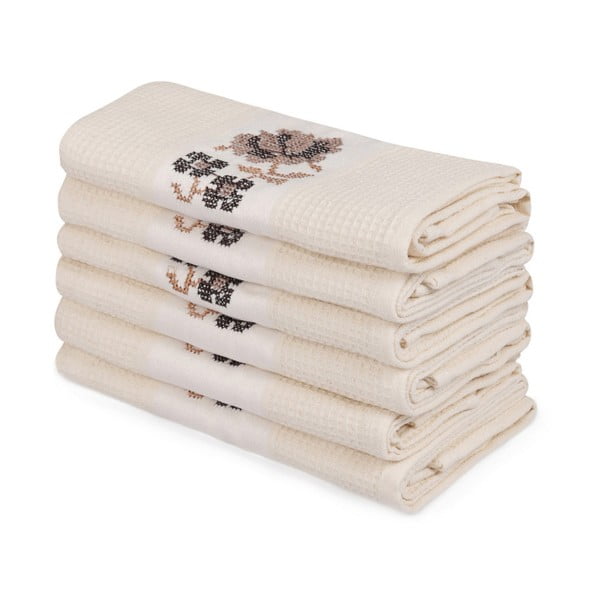 Комплект от 6 бежови памучни кърпи Simplicity, 45 x 70 cm - Mijolnir