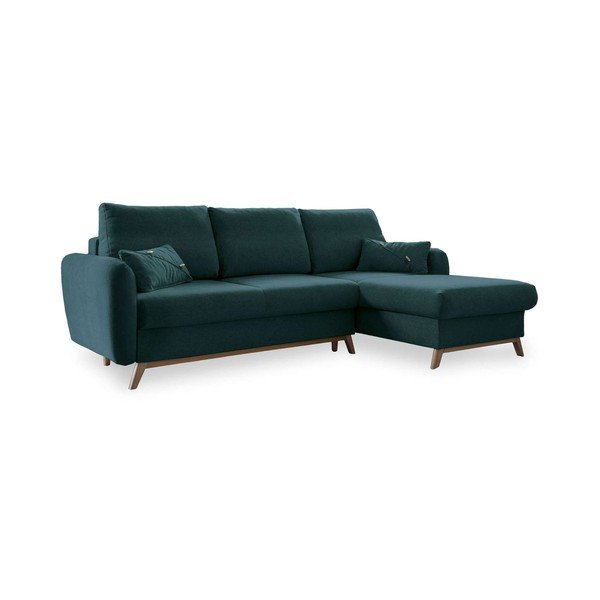 Тюркоазен ъглов разтегателен диван, десен ъгъл Scandic Lagom - Miuform